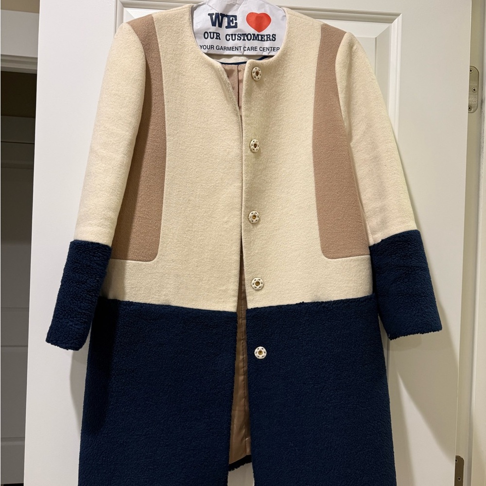 Women’s wool Stylish Colorblock Coat